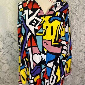 Colorful Bold Abstract Graphic Button Down NWT by Big Dart
